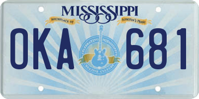 MS license plate OKA681