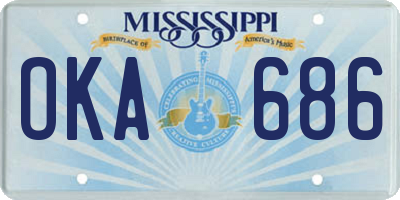 MS license plate OKA686