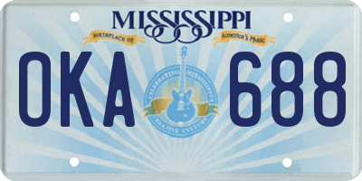 MS license plate OKA688