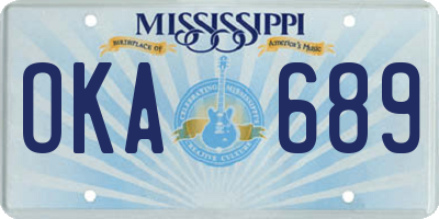 MS license plate OKA689