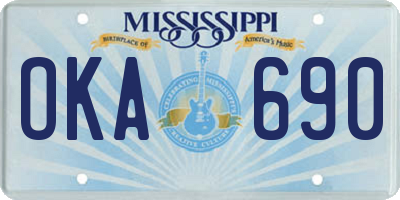 MS license plate OKA690