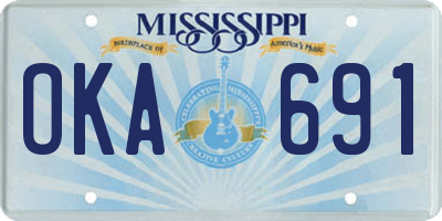 MS license plate OKA691