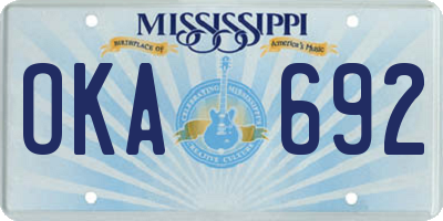 MS license plate OKA692
