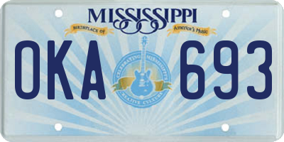 MS license plate OKA693