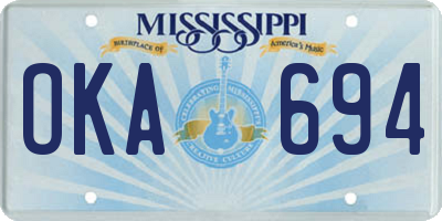 MS license plate OKA694
