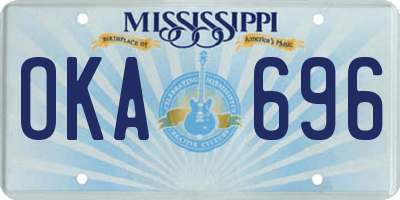 MS license plate OKA696