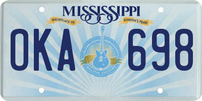 MS license plate OKA698