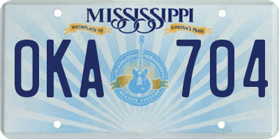 MS license plate OKA704