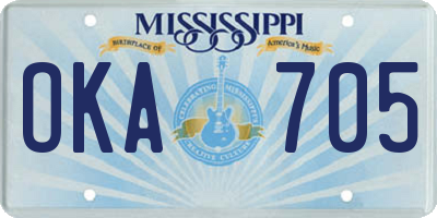 MS license plate OKA705