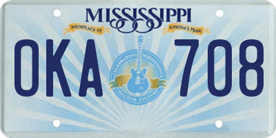 MS license plate OKA708