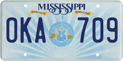 MS license plate OKA709