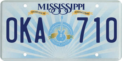 MS license plate OKA710