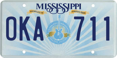 MS license plate OKA711