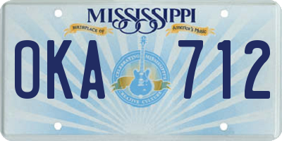 MS license plate OKA712