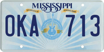 MS license plate OKA713