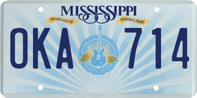 MS license plate OKA714