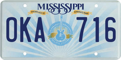 MS license plate OKA716