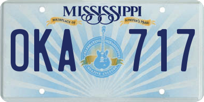 MS license plate OKA717