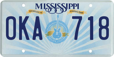 MS license plate OKA718