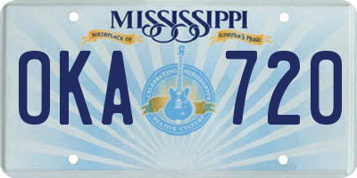 MS license plate OKA720