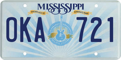 MS license plate OKA721
