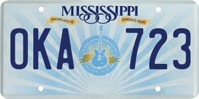 MS license plate OKA723