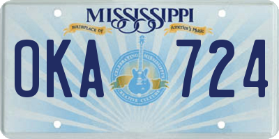 MS license plate OKA724