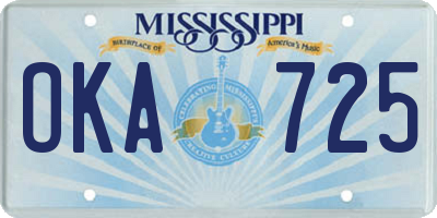 MS license plate OKA725