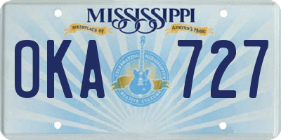 MS license plate OKA727