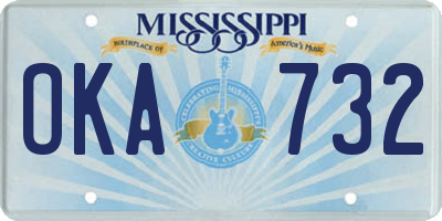 MS license plate OKA732