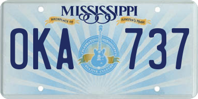MS license plate OKA737