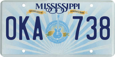 MS license plate OKA738