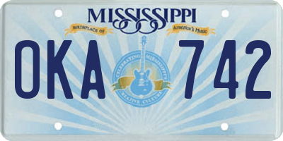 MS license plate OKA742