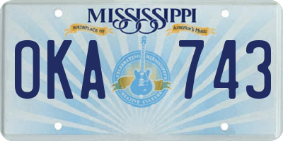 MS license plate OKA743