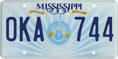 MS license plate OKA744