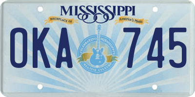 MS license plate OKA745