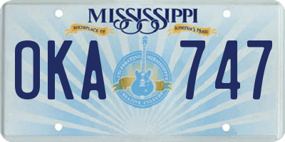 MS license plate OKA747