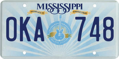 MS license plate OKA748