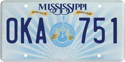 MS license plate OKA751
