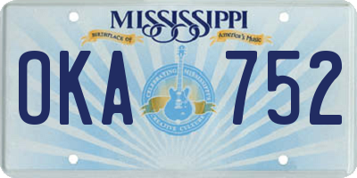 MS license plate OKA752