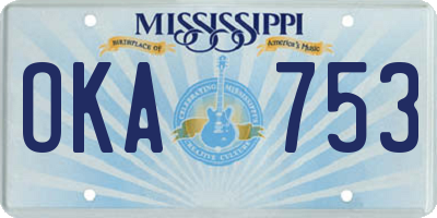 MS license plate OKA753