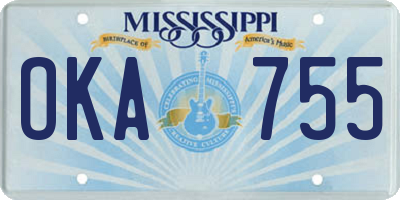 MS license plate OKA755