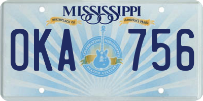 MS license plate OKA756