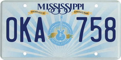 MS license plate OKA758