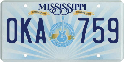 MS license plate OKA759