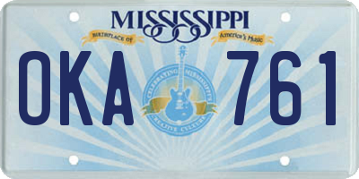 MS license plate OKA761