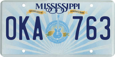 MS license plate OKA763