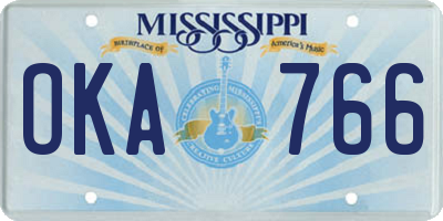 MS license plate OKA766