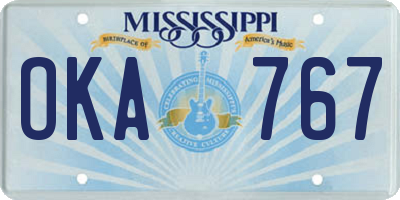 MS license plate OKA767