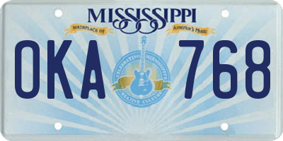 MS license plate OKA768